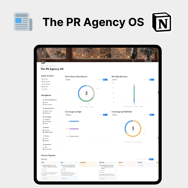 Product artwork for PR Agency OS